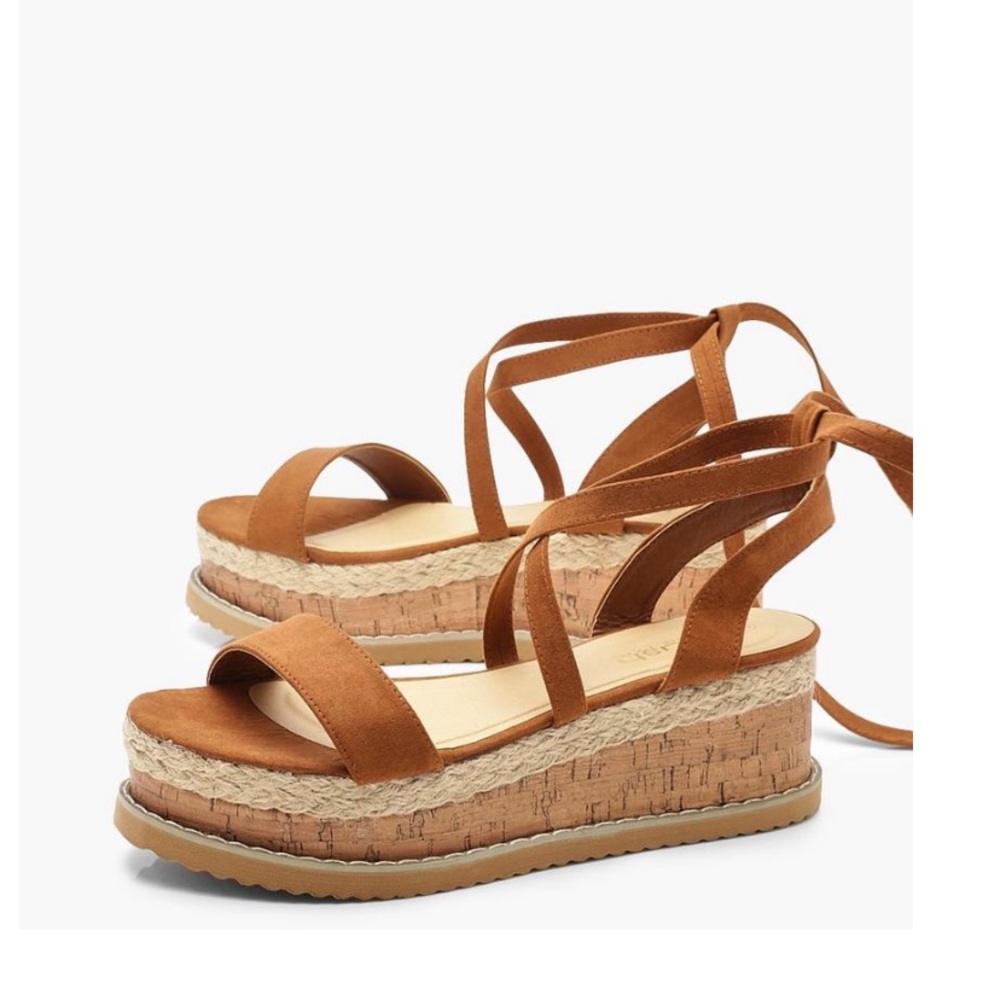 Flat form espadrille tie up Sandles